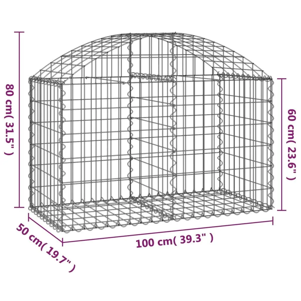 Arched Gabion Basket Decorative Garden Barrier 100 x 50 x 60/80 cm