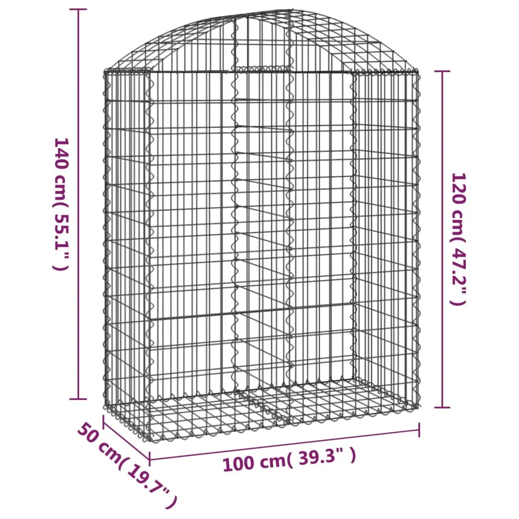 Arched Gabion Basket Decorative Garden Barrier 100x50x120140 cm