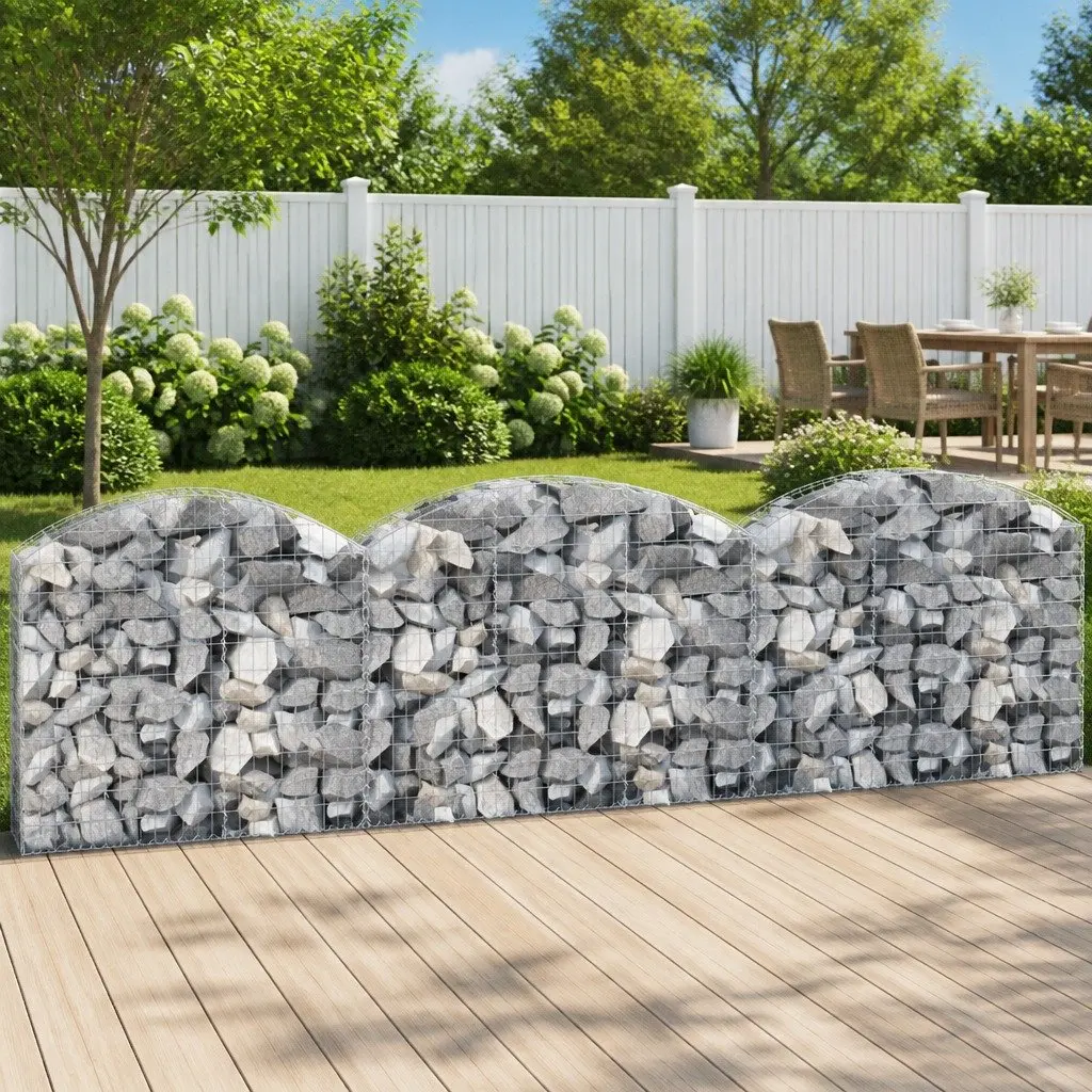 Arched Gabion Basket Garden Barrier Decorative 150x30x100120cm Silver