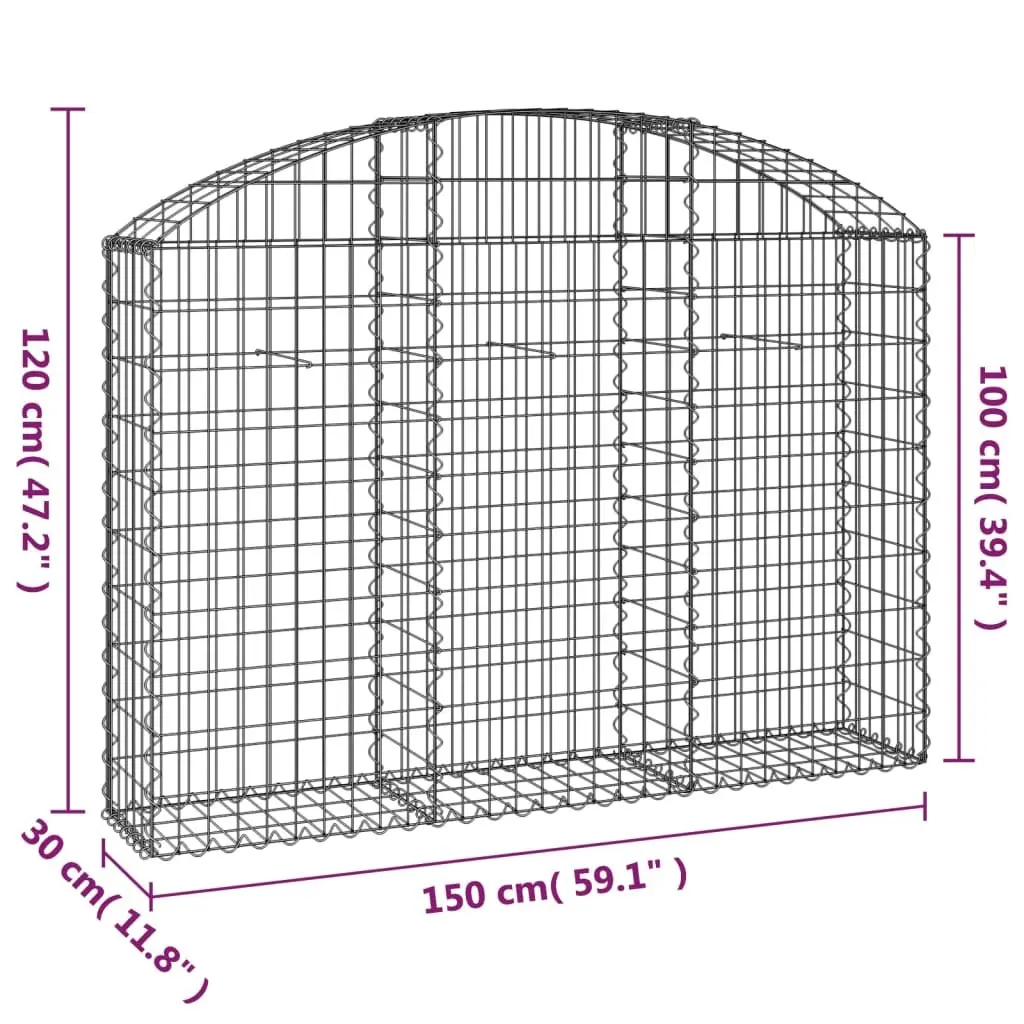 Arched Gabion Basket Garden Barrier Decorative 150x30x100120cm Silver