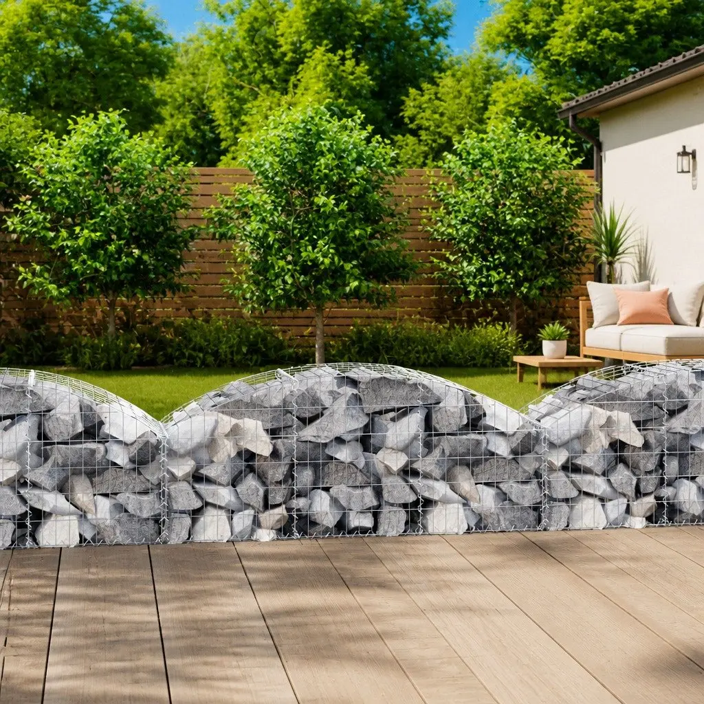 Arched Gabion Basket Decorative Garden Barrier 150x50x40/60 cm