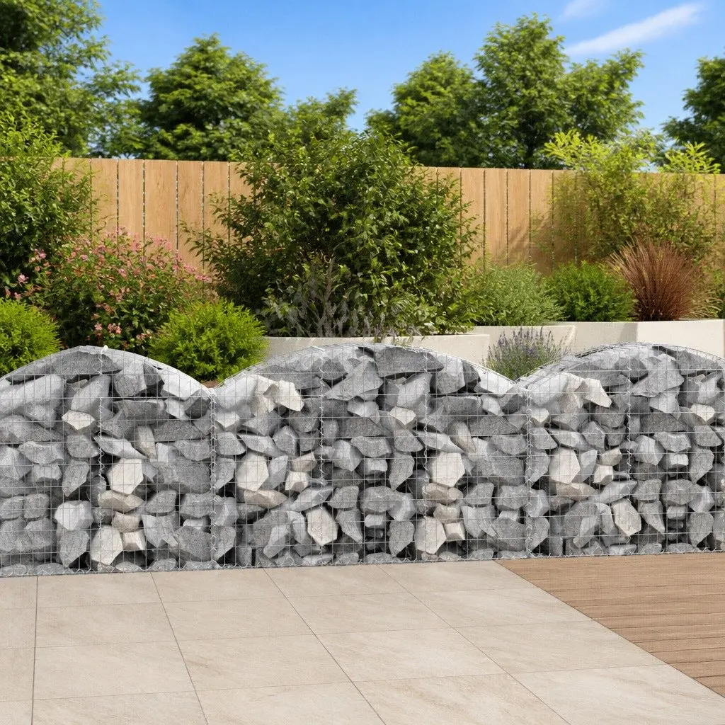 Arched Gabion Basket Garden Barrier Decorative Silver 150 x 50 x 80/100 cm