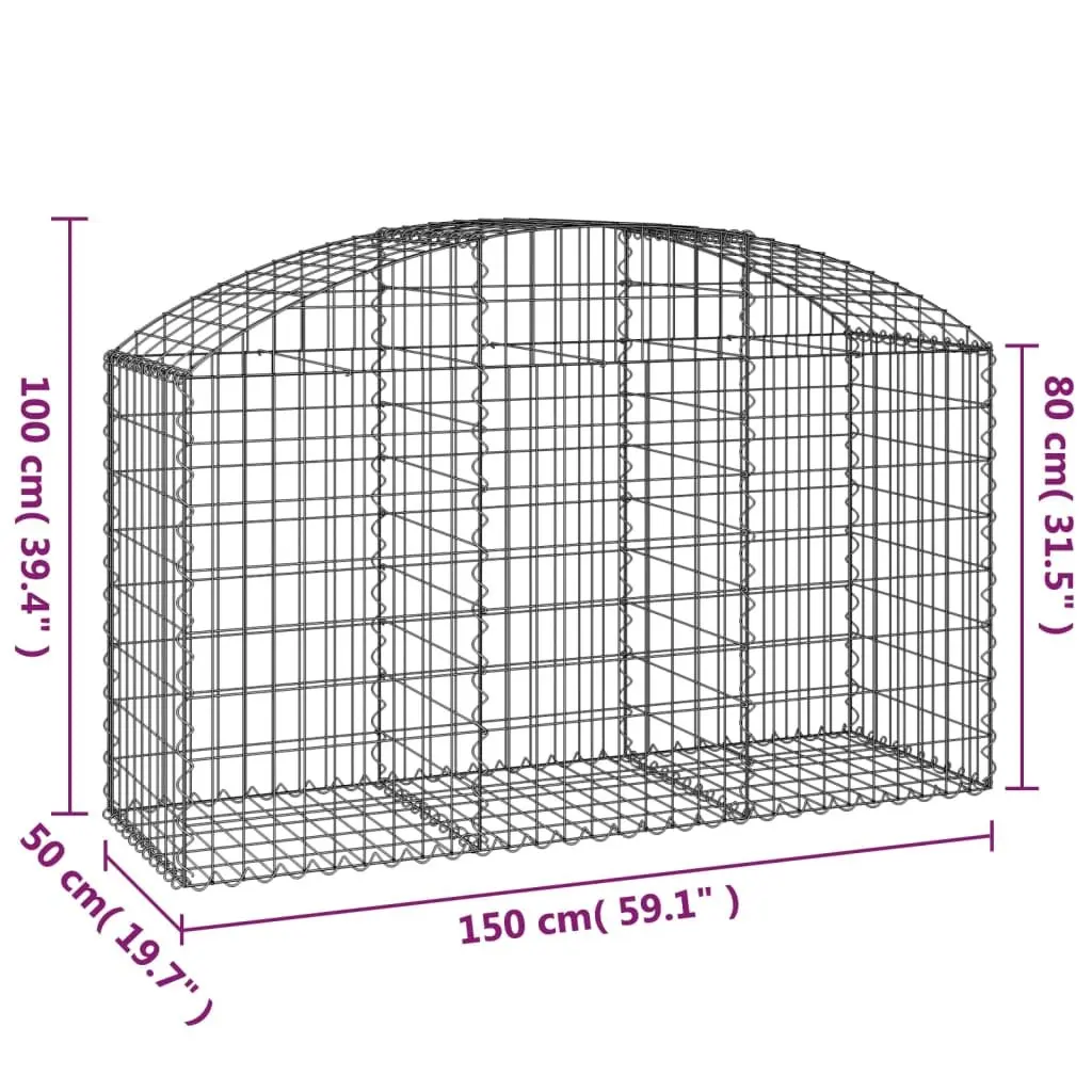 Arched Gabion Basket Garden Barrier Decorative Silver 150 x 50 x 80/100 cm