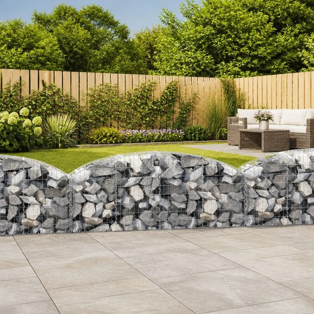 Arched Gabion Basket Decorative Garden Barrier 200x50x60/80cm