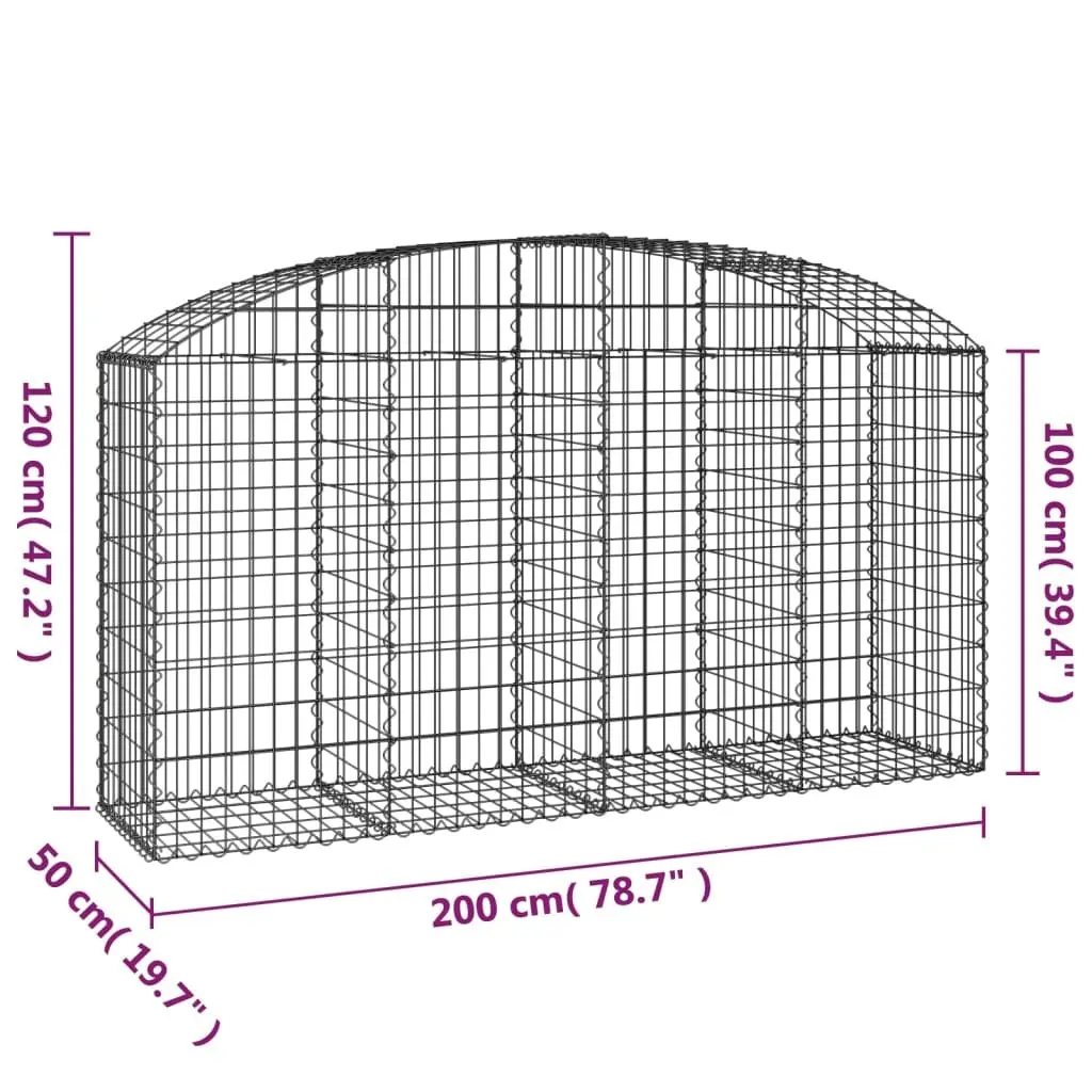Arched Gabion Basket 200x50x100/120 cm Garden Barrier Retaining Wall Decorative
