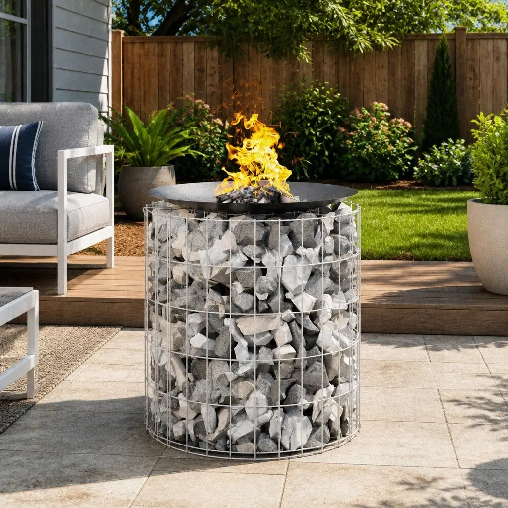 50cm Gabion Fire Pit for Backyard Gatherings