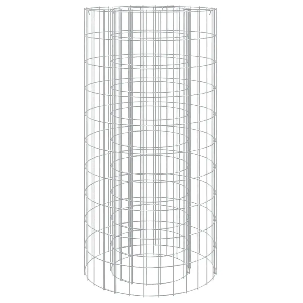 Gabion Fire Pit Round 50cm Silver Outdoor Fireplace Heater