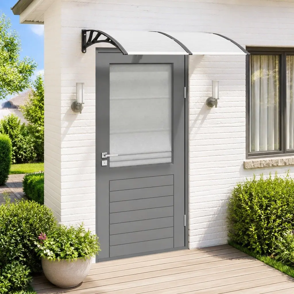 Door Canopy Black Polycarbonate 150x100cm Weather Shield
