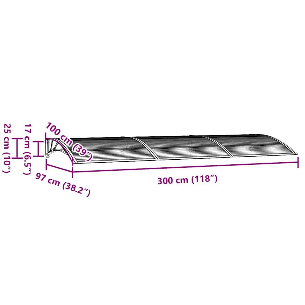 Door Canopy Black 300x100 cm Polycarbonate Porch Awning Weather Protection