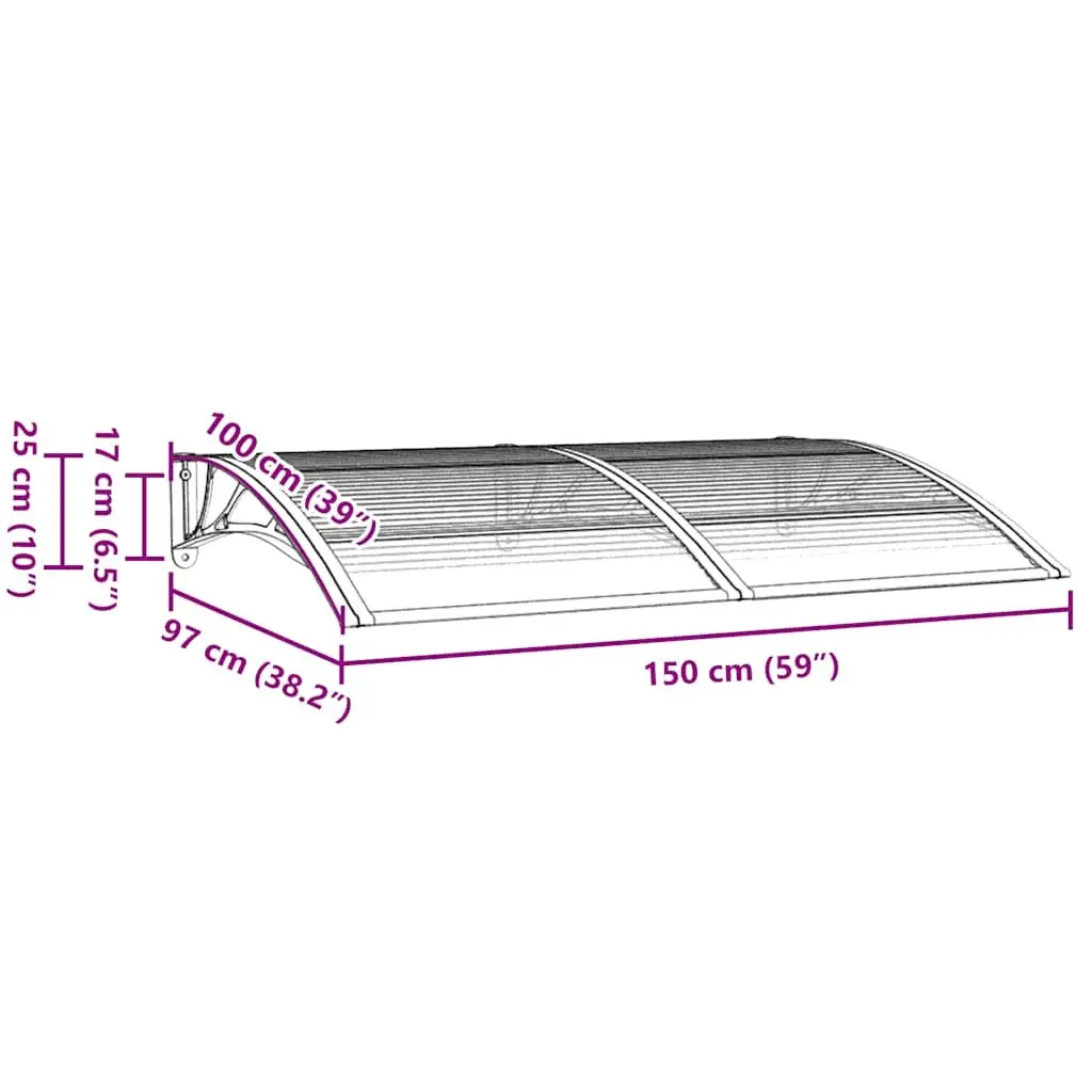 Door Canopy Weather-resistant Black Polycarbonate 150x100cm