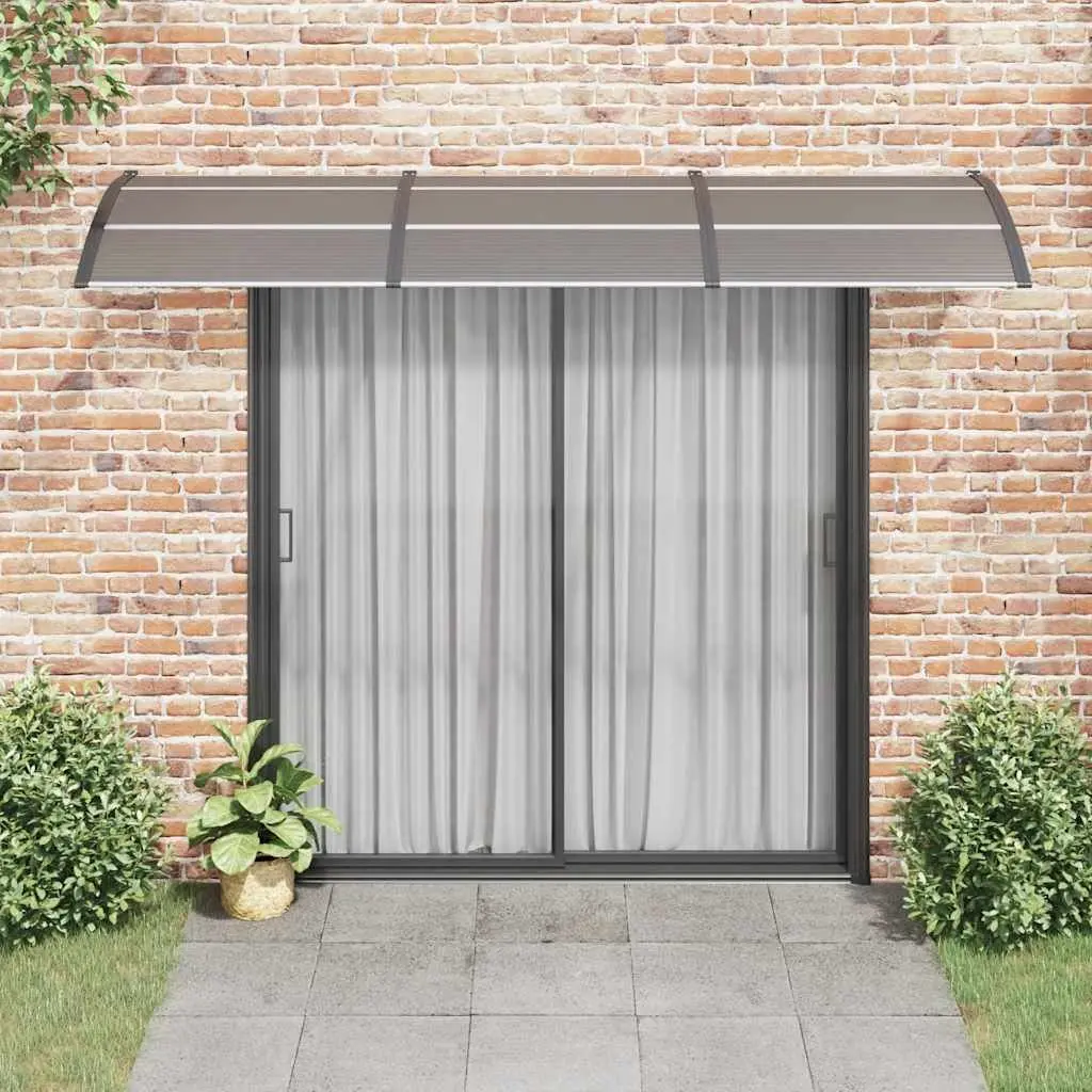 Black Polycarbonate Door Canopy 300x75 cm Sturdy Weather Protection Awning