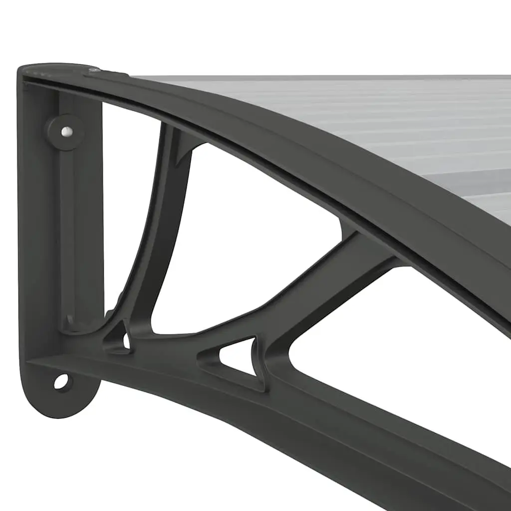 Door Canopy Black Transparent Polycarbonate Awning 80x75cm