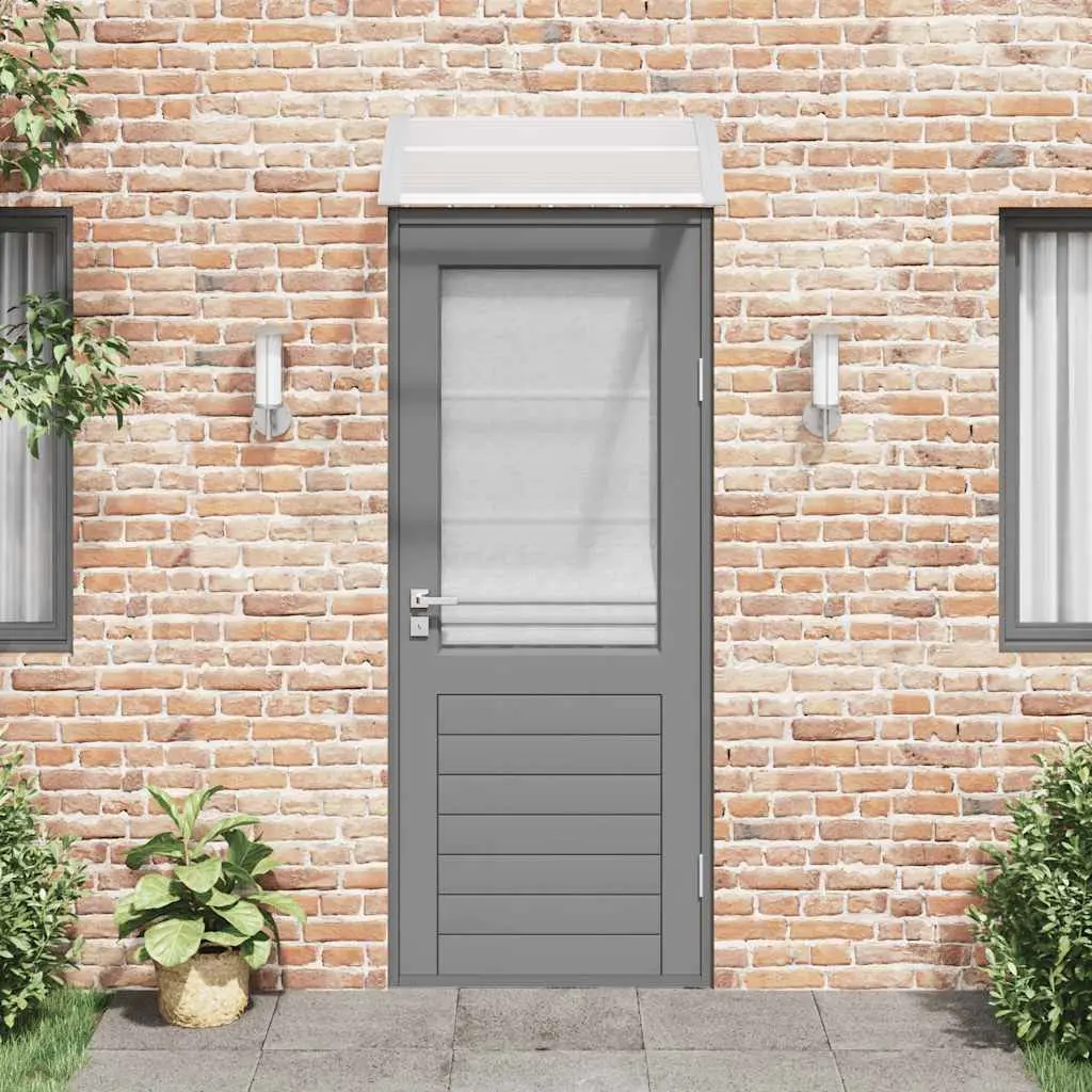 Door Canopy Grey Transparent Polycarbonate Awning 80x75 cm