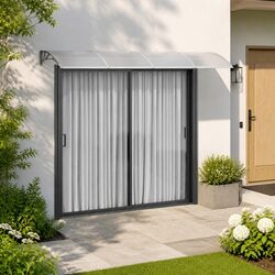 350x100 cm Grey Polycarbonate Door Canopy for Easy Setup