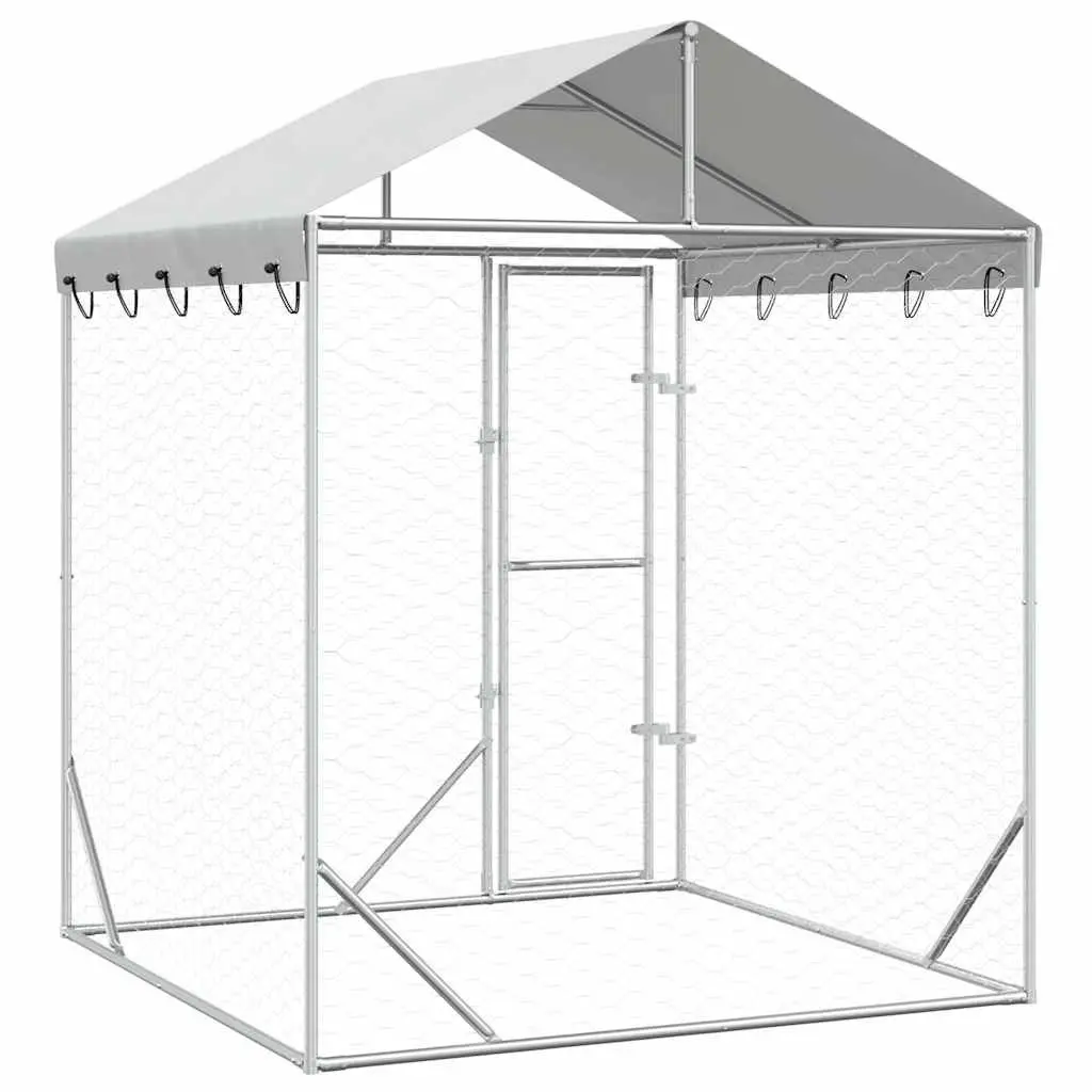 Dog Kennel Run Spacious Outdoor Enclosure with Protective Roof 2 x 2 x 2.5 m