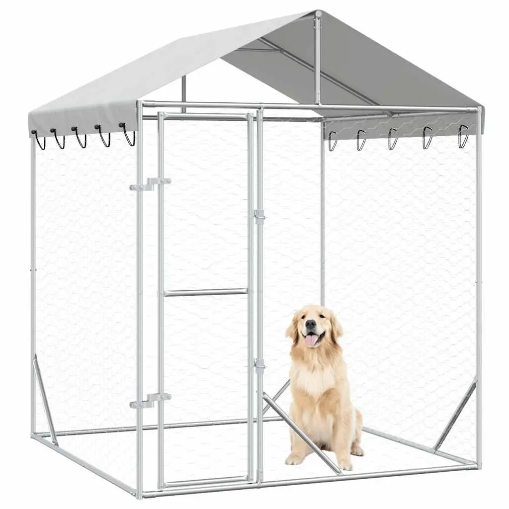 Dog Kennel Run Spacious Outdoor Enclosure with Protective Roof 2 x 2 x 2.5 m
