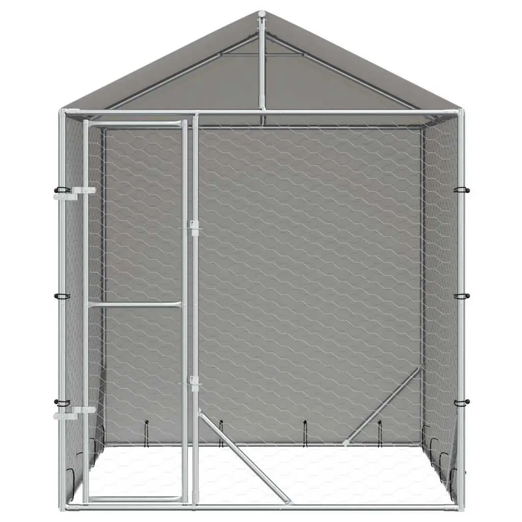 Outdoor Dog Kennel Spacious Run Enclosure Silver Galvanised Steel 2 x 2 x 2.5 m