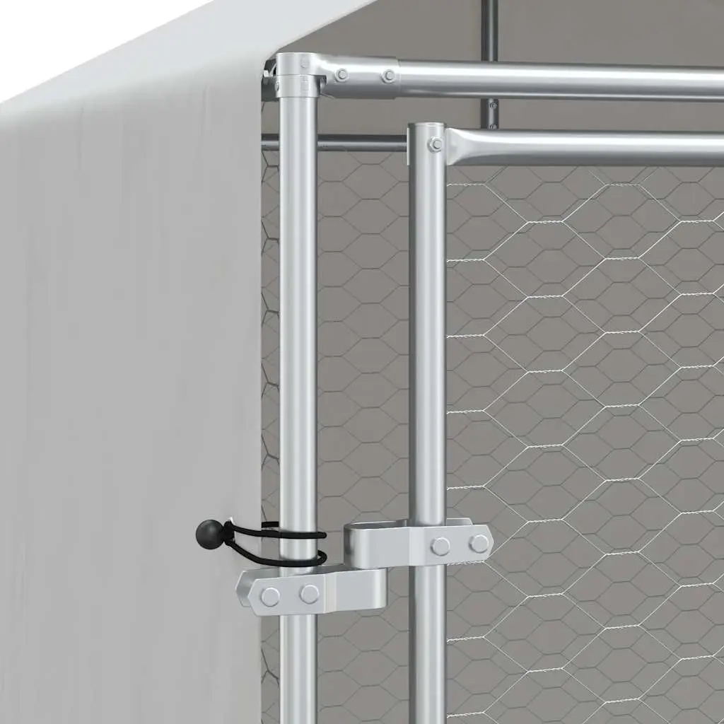 Outdoor Dog Kennel Spacious Run Enclosure Silver Galvanised Steel 2 x 2 x 2.5 m