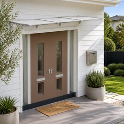 Door Canopy Polycarbonate Grey Transparent 358.5x90cm Porch Awning Shelter