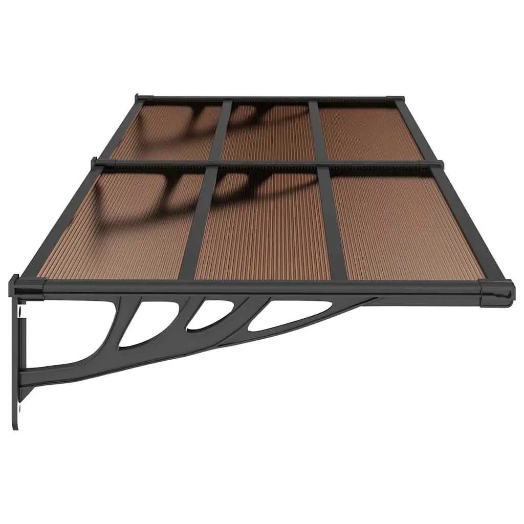 Door Canopy Polycarbonate Black Weather Protection Shelter 239x90cm