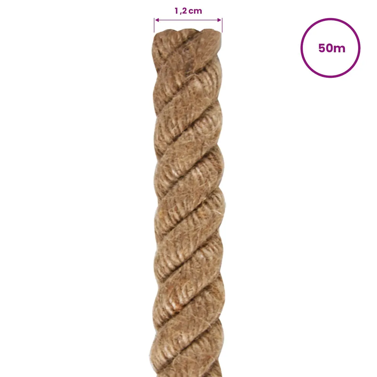 Jute Rope Natural Braided Twine 50m Heavy Duty Brown