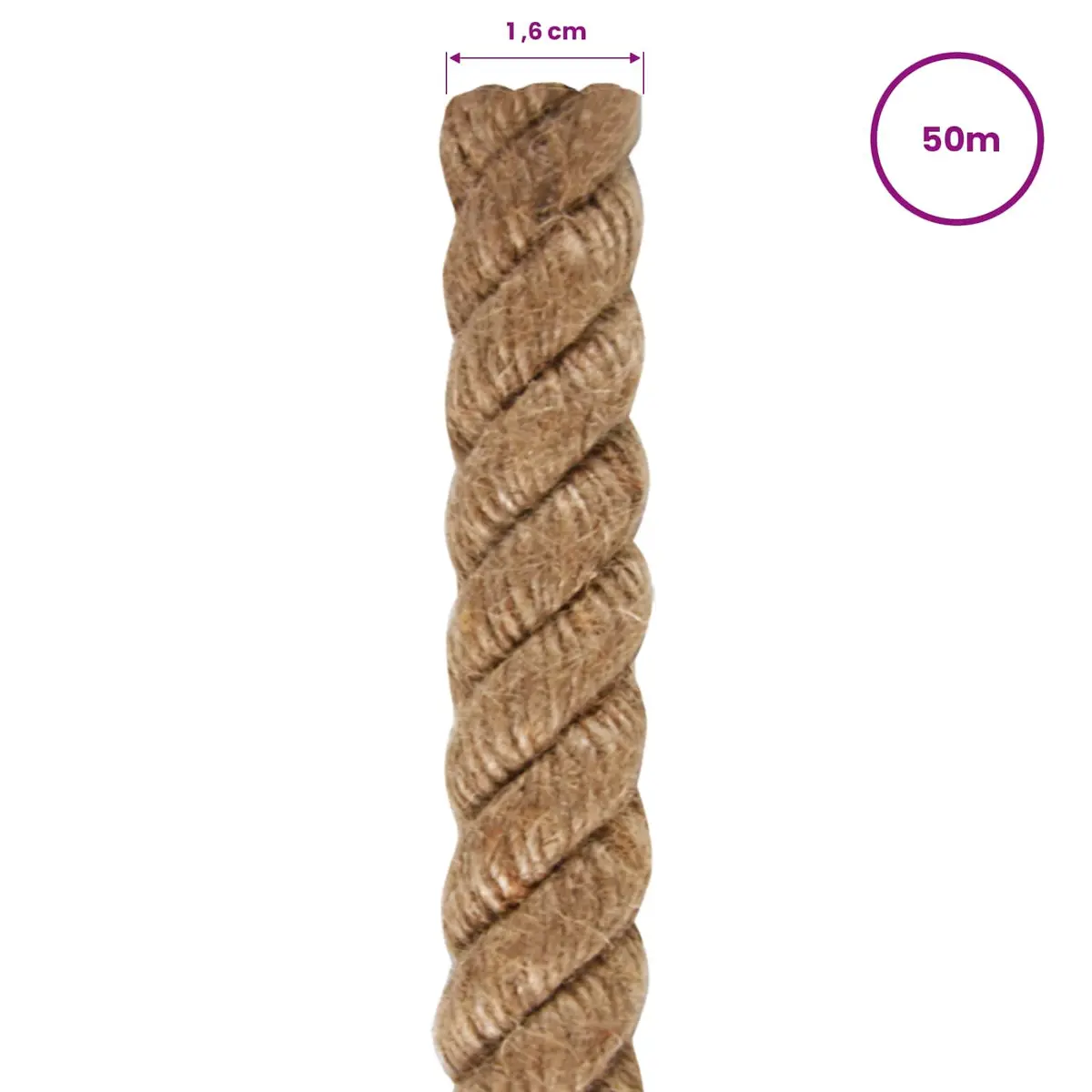 Jute Rope 50m x 16mm Natural Twine Braided Craft Garden Bundling Wrapping