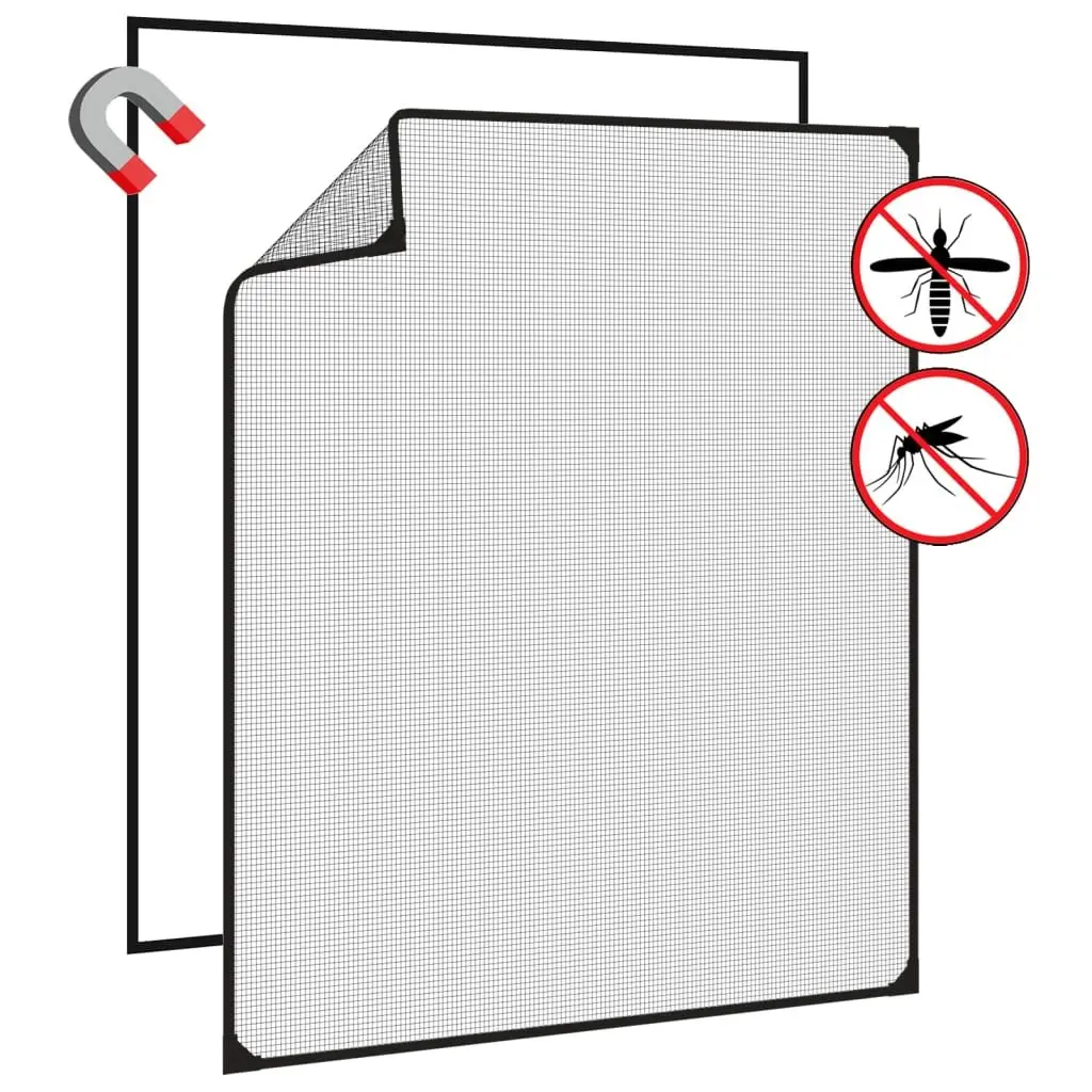 Magnetic Insect Screen Mesh Fly Protection Anthracite 100x120cm