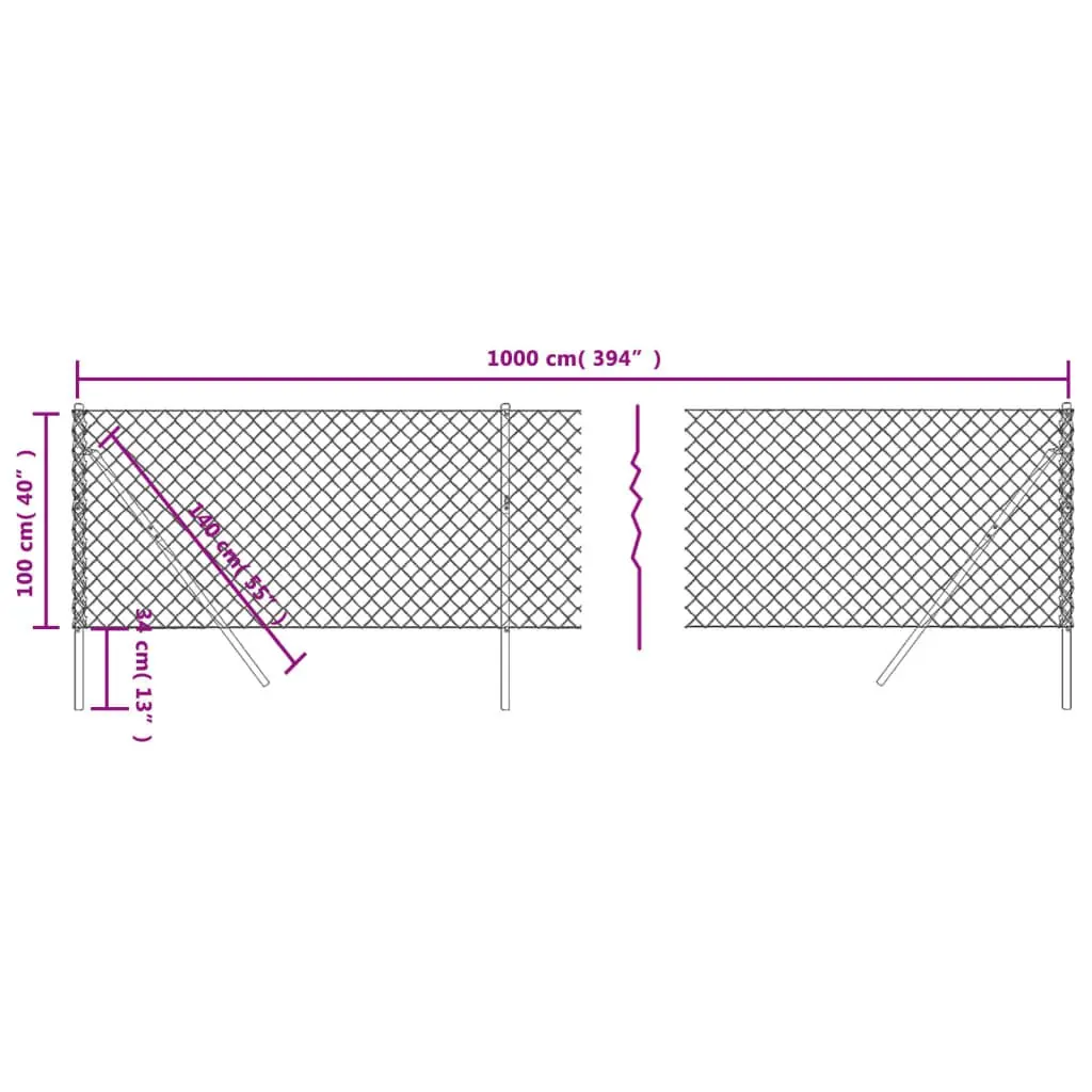 Chain Link Fence Panel Green 1x10m Outdoor Garden Yard Barrier Enclosure