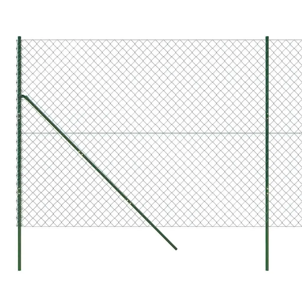 Chain Link Fence Panel Green Durable Steel 1.4 x 10m Garden Property Barrier Enclosure Mesh