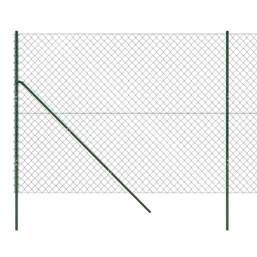 Chain Link Fence Panel Green Durable Steel 1.4x25m Outdoor Barrier Animal Enclosure