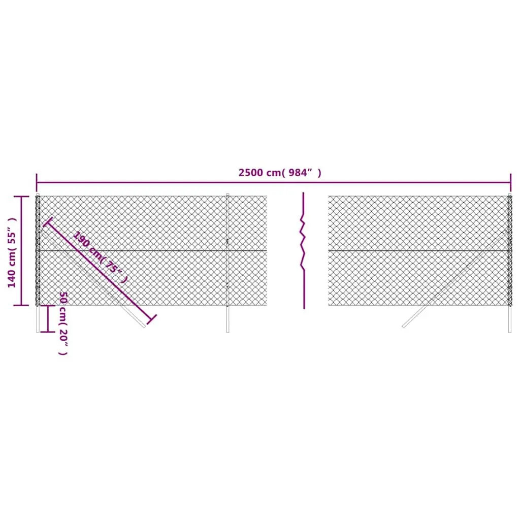 Chain Link Fence Panel Green Durable Steel 1.4x25m Outdoor Barrier Animal Enclosure