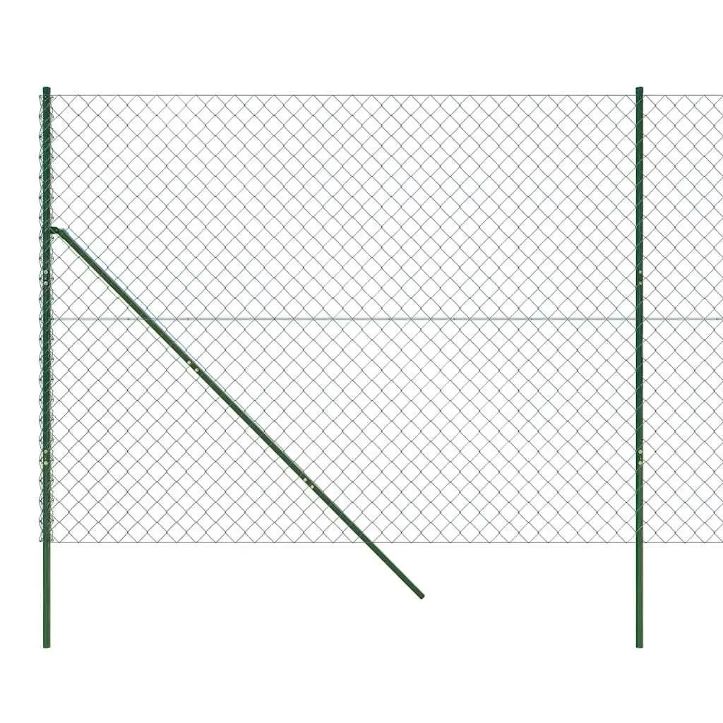 Chain Link Fence 1.6x25m Green Steel Wire Mesh Barrier Garden Property Enclosure