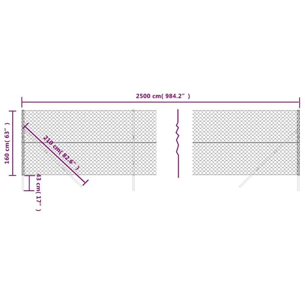 Chain Link Fence 1.6x25m Green Steel Wire Mesh Barrier Garden Property Enclosure