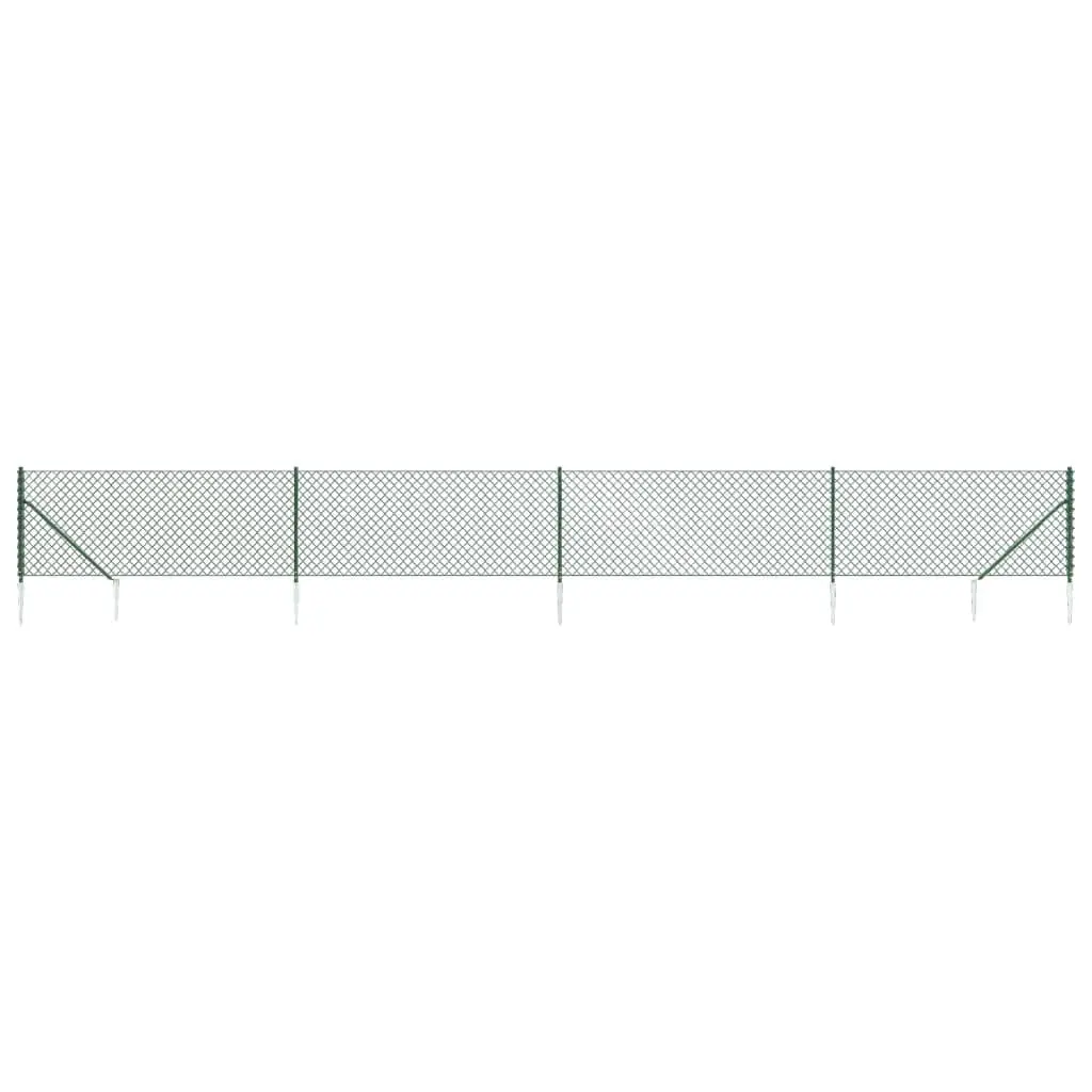 Chain Link Fence Panel Green Durable 0.8x10m with Spike Anchors