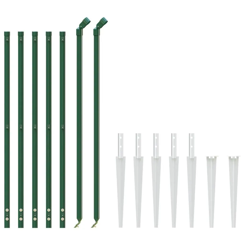 Chain Link Fence Panel Green Durable 0.8x10m with Spike Anchors