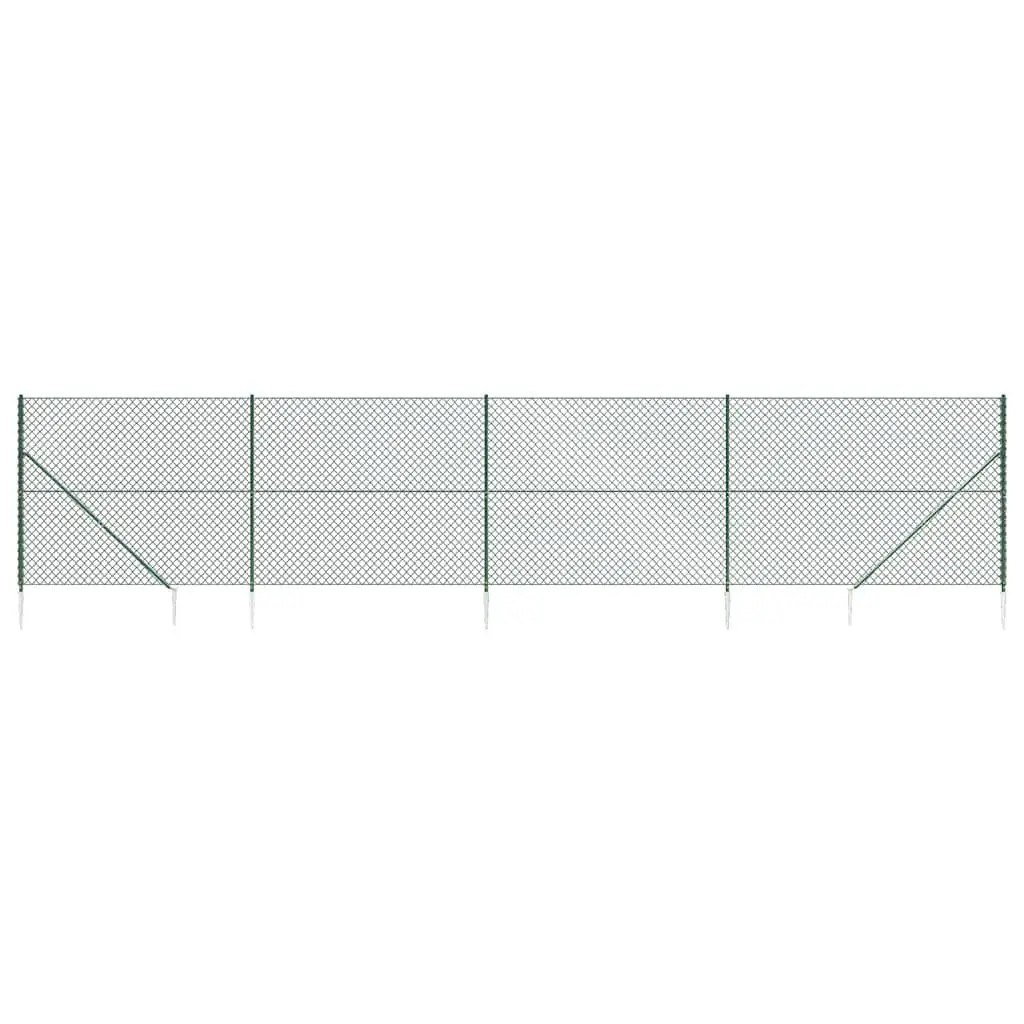 Chain Link Fence Panel Green Durable Steel 1.6x10 m