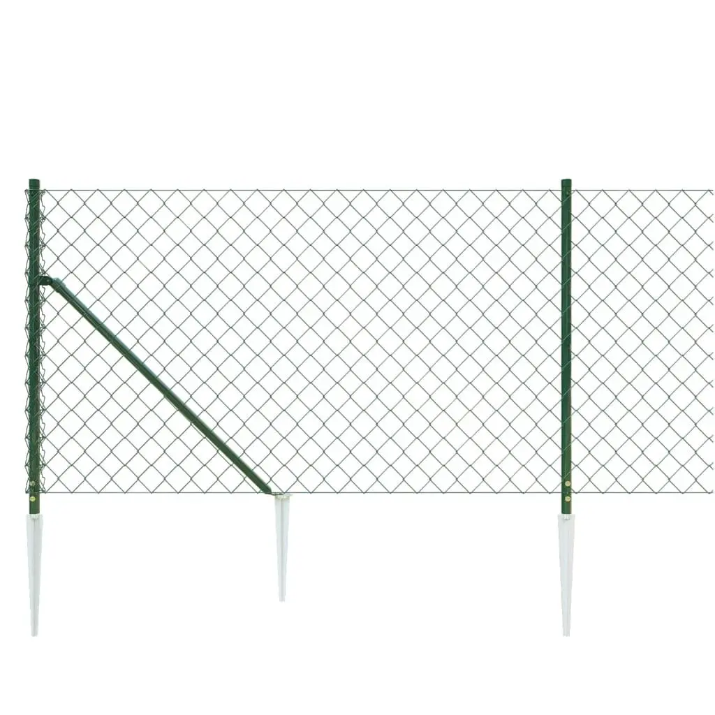 Chain Link Fence Green Durable 1x25 m with Spike Anchors