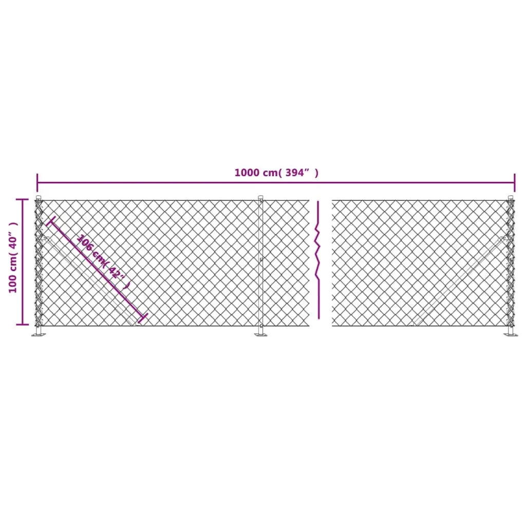 Chain Link Fence Panel Green 1x10m Durable Steel with PVC Coating for Outdoor Barrier Enclosure