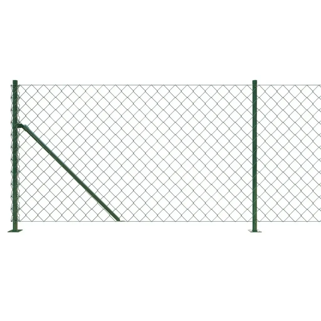 Chain Link Fence with Floor Flange Green Galvanised Steel Wire Mesh 0.8 x 25 m