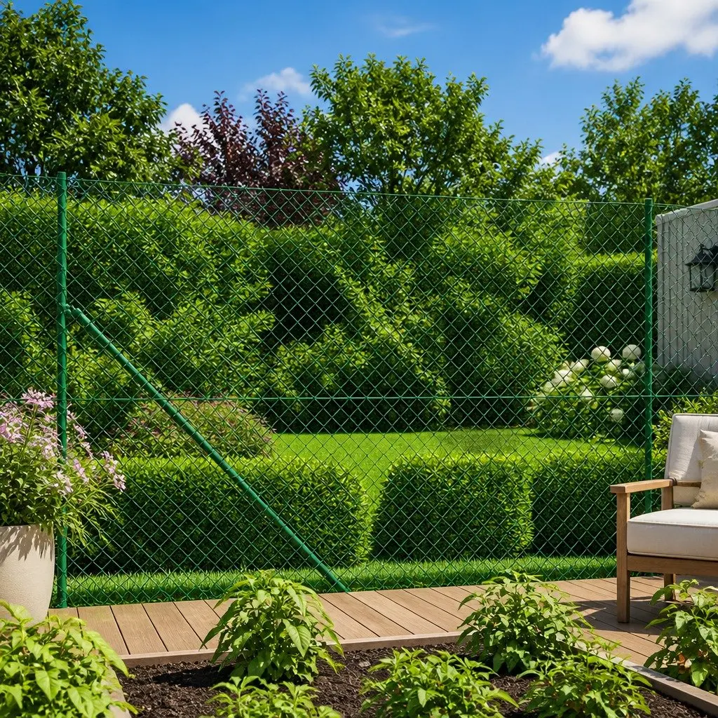 Chain Link Fence Panel Green Galvanised Steel Mesh 1.6 x 25 m