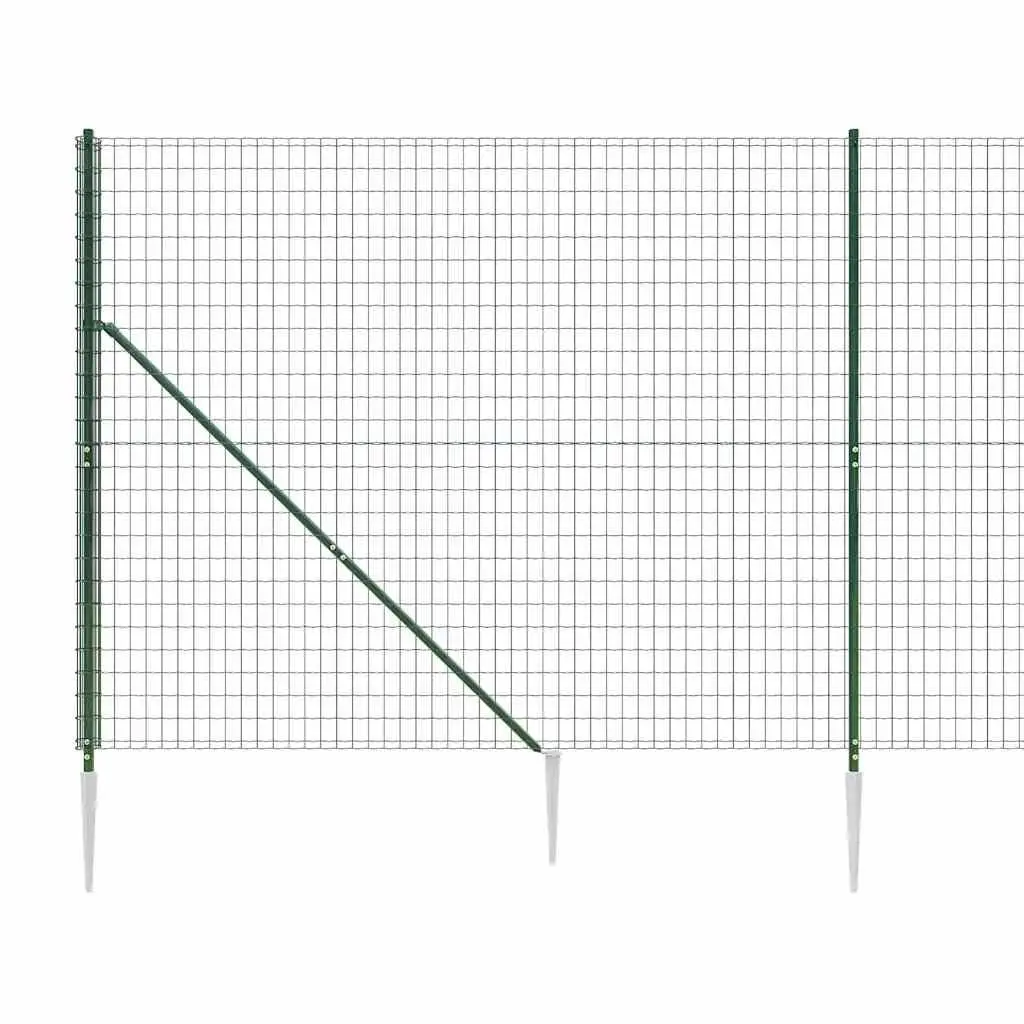 Wire Mesh Fence with Spike Anchors Green 1.4 x 25m