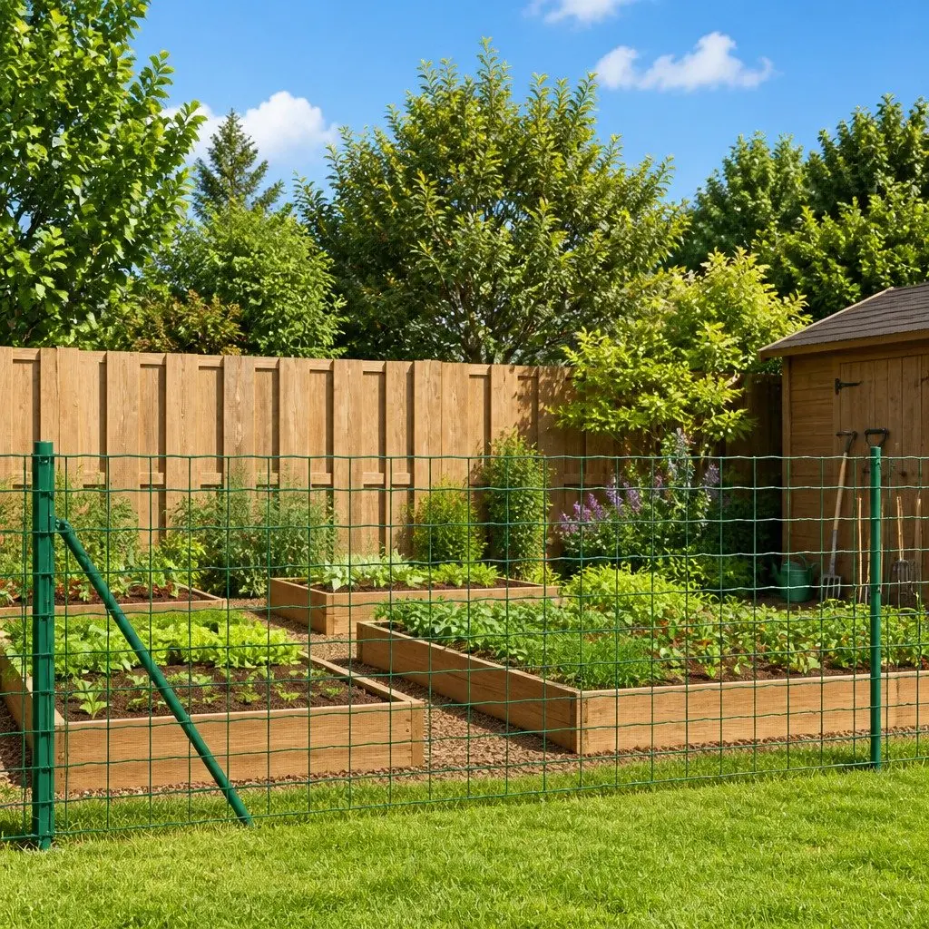 Wire Mesh Fence with Spike Anchors Green 1x25m