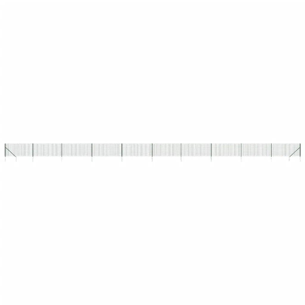 Wire Mesh Fence with Spike Anchors Green 1x25m