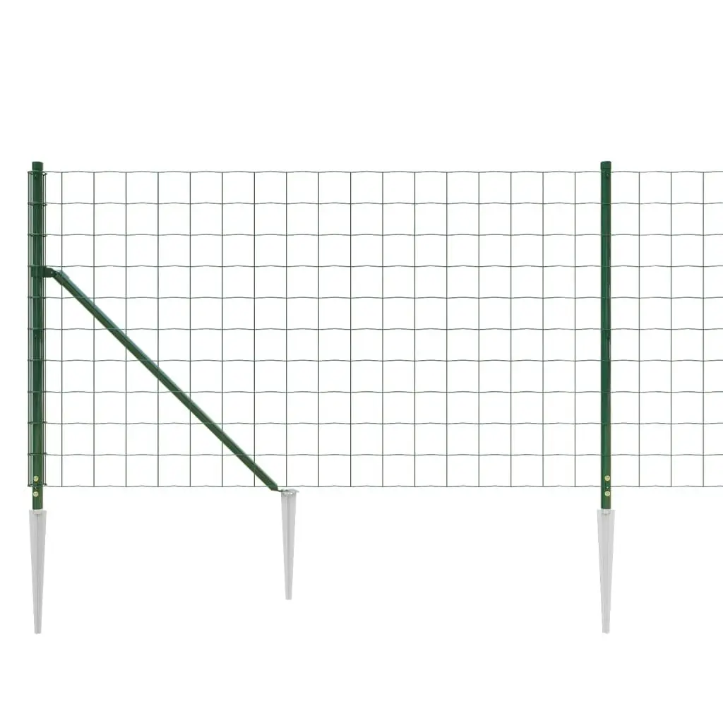 Wire Mesh Fence with Spike Anchors Green 1x25m