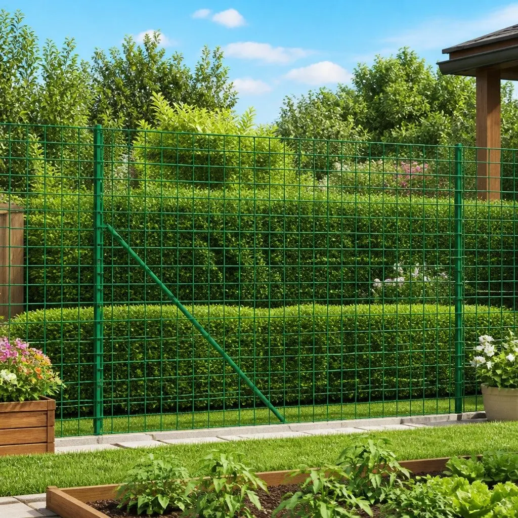 Wire Mesh Fence Panel Durable Green 1.4m Height 25m Length with Spike Anchors for Garden Barrier