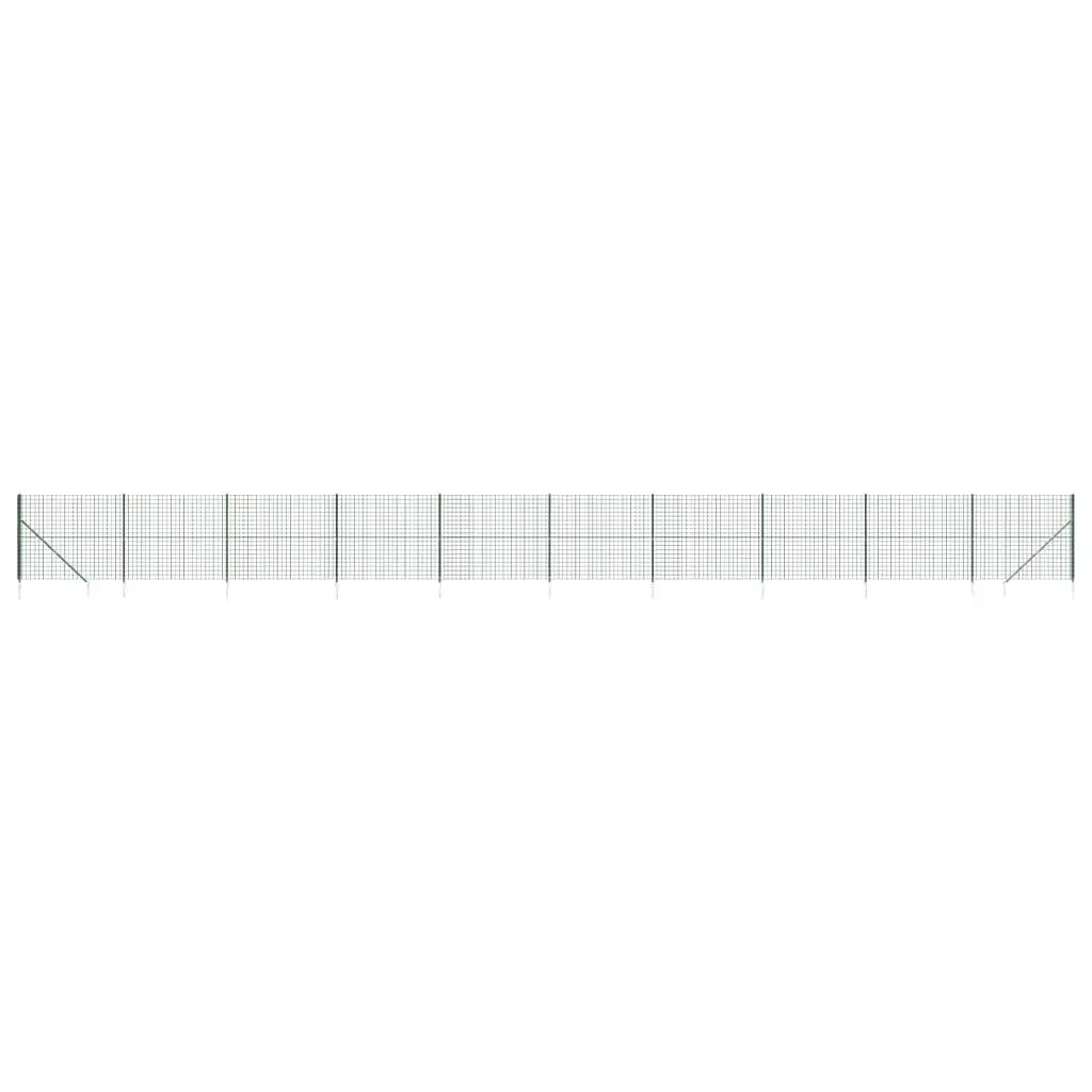 Wire Mesh Fence Panel Durable Green 1.4m Height 25m Length with Spike Anchors for Garden Barrier