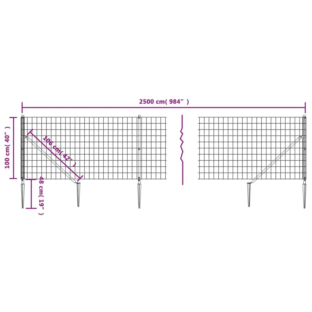 Wire Mesh Fence Panel Anthracite 1x25m