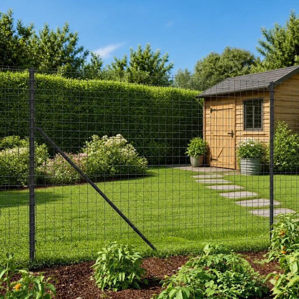Wire Mesh Fence Panel with Spike Anchors Anthracite 1.4x25m