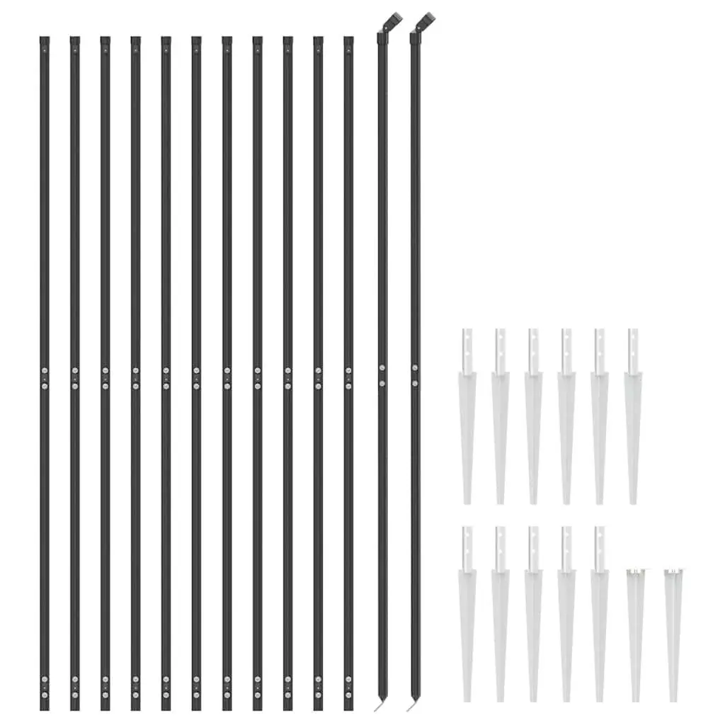 Wire Mesh Fence Panel with Spike Anchors Anthracite 1.4x25m