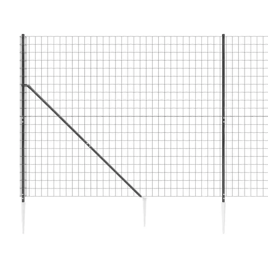 Wire Mesh Fence Panel with Spike Anchors Anthracite 1.4x25m